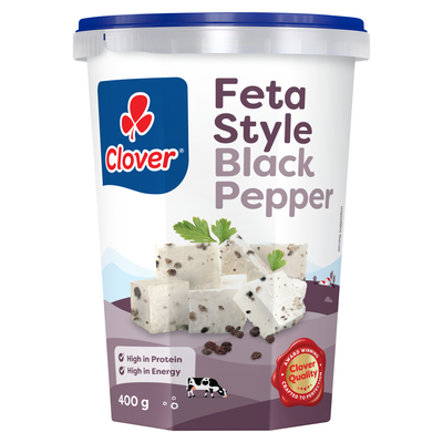 Clover Traditional Feta Cheese with Black Pepper 400g