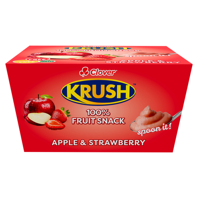Clover Krush Apple & Strawberry 100% Fruit Snack 4 Pack 100g