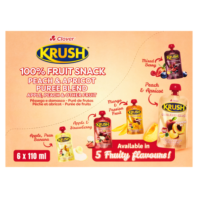 .Clover Krush Peach & Apricot Puree Blend 6 x 110ml