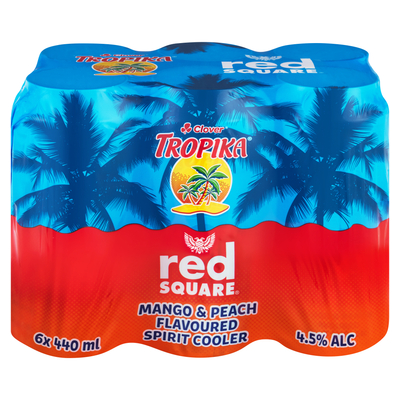 Clover Tropika Red Square Mango & Peach Flavoured Spirit Cooler 6 x 440ml