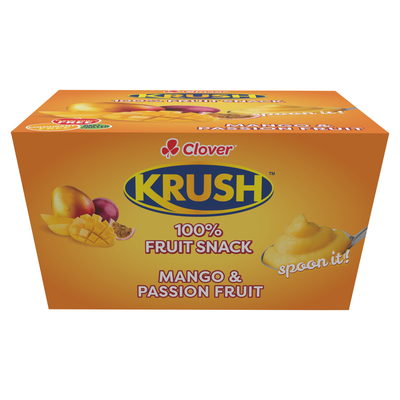 Clover Krush Mango & Passion Fruit 100% Fruit Snack 4 Pack 100g