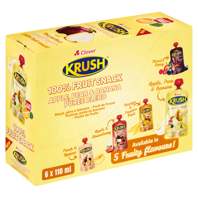 Clover Krush Apple Pear & Banana Puree Blend 6 x 110ml