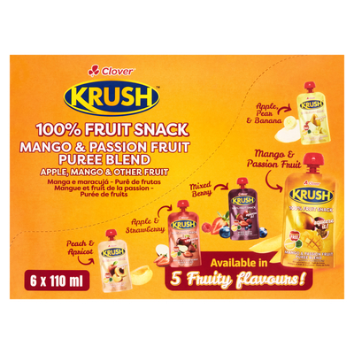 Clover Krush Mango & Passion Fruit Puree Blend 6 x 110ml