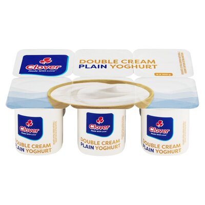 Clover Double Cream Plain Yoghurt 6 Pack