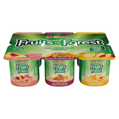 Clover Fruits Of The Forest Full Cream Fruit Yoghurt 6 Pack